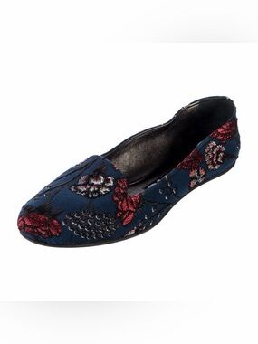 Rochas Floral Print Jacquard Embroidered Accent Ballet Flats